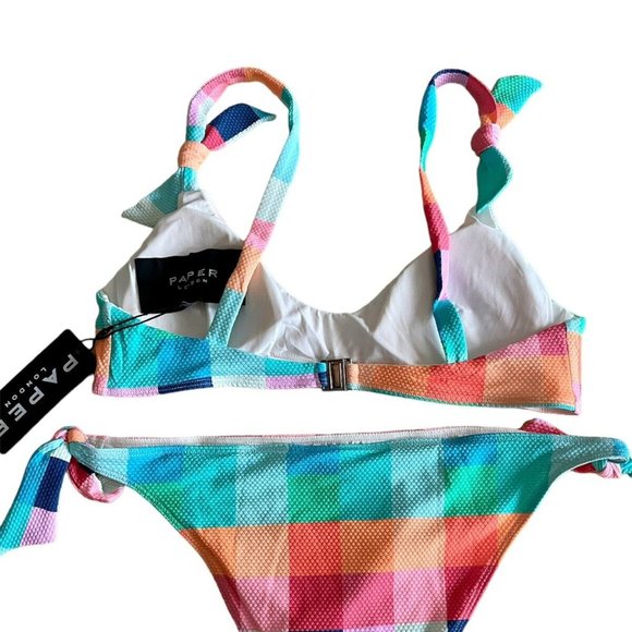 Paper London Lucia Bikini Top & Carla Bikini Bottoms Tropical Check Size M - Picture 3 of 6
